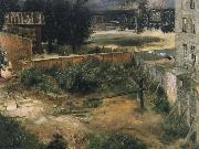 Adolph von Menzel Rear Counryard and House painting